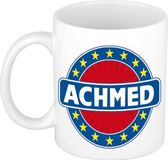 Bellatio Decorations - Achmed voornaam - koffiemok - beker - wit/blauw - 300 ml