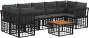 vidaXL Buiten bankenset 8 st Zwart en Donkergrijs poly rattan