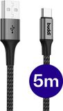 Buddi Flex USB-A naar USB-C Kabel 12W Fast Charge 5M Zwart