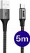 Buddi Flex USB-A naar USB-C Kabel 12W Fast Charge 5M Zwart
