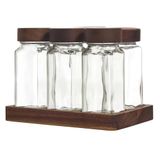 COOK CONCEPT, KA0366, Glass spice jars with acacia top, airtight lids for optimal preservation, customizable labels, 6 pieces, transparent, standard size