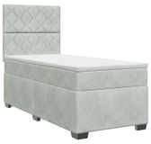 vidaXL Boxspringbed met matras, lichtgrijs, 90 x 190 cm, fluweel