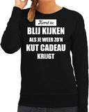 Bellatio Decorations Foute kersttrui zwart Kerst is blij kijken / kut cadeau kerstkleding dames 2XL