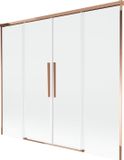 Mexen Rox douchewand met dubbele vleugel 180 x 150 cm, transparant, roze goud