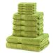 Set DecoKing Set van 10 hoogwaardige katoenen handdoeken 525 g/m², 4 gastendoekjes 30 x 50 cm, 4 handdoeken 50 x 100 cm en 2 badhanddoeken 70 x 140 cm, celadongroen, absorberend