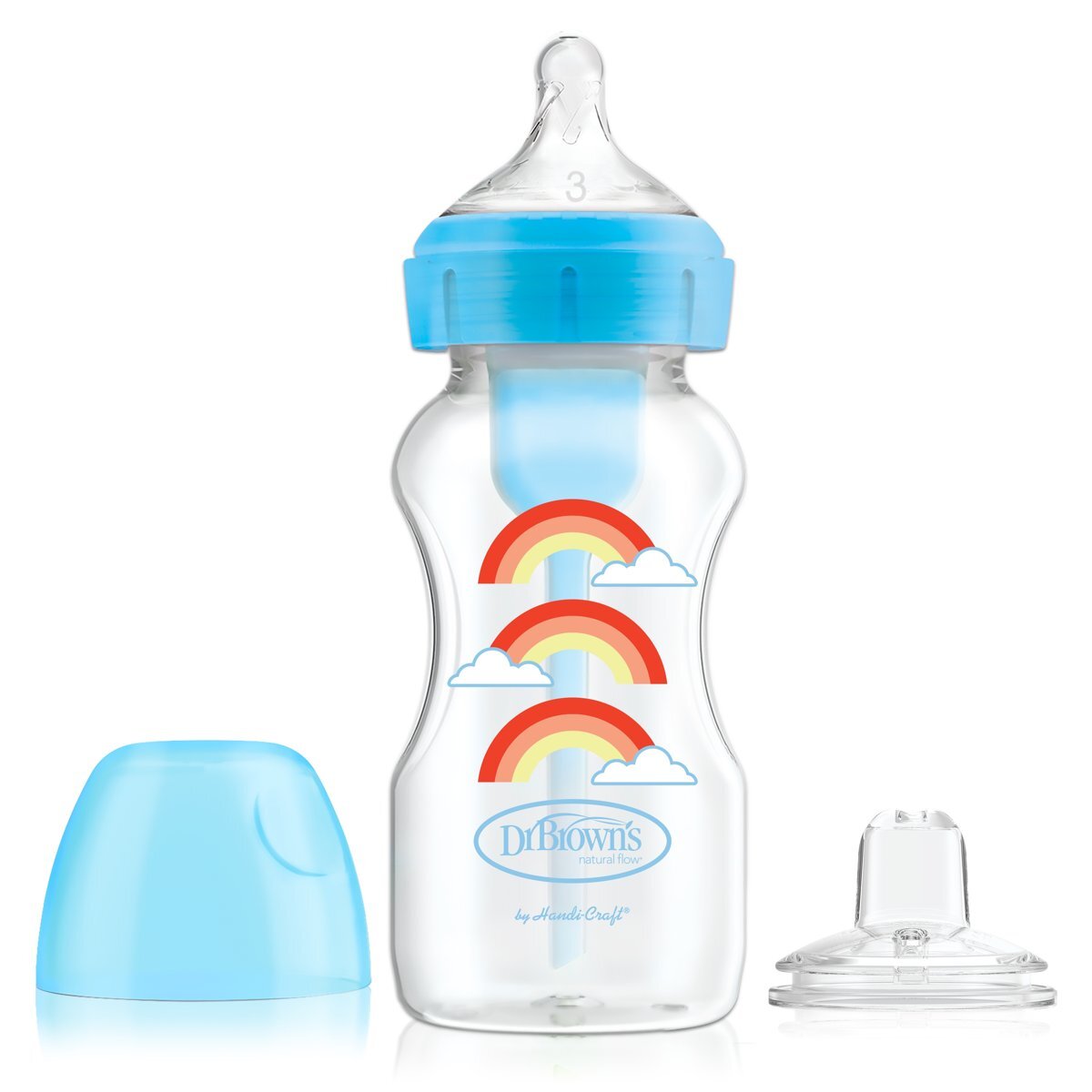 Dr. Browns Options+ Anti-colic Bottle to Sippy starterkit BH 270 ml blauw blauw