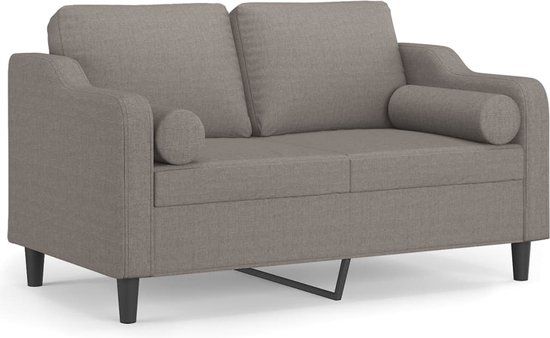 vidaXL Tweezitsbank met sierkussens 120 cm stof taupe