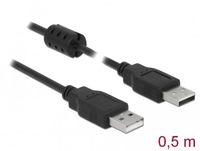 Delock USB 2.0 Kabel USB-A Male naar USB-A Male 0.5m Zwart