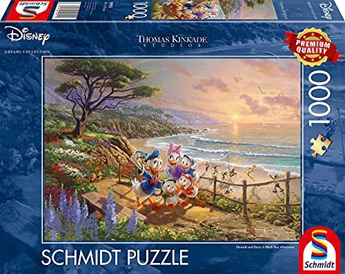 Schmidt Spiele 59951 Thomas Kinkade, Disney, Donald en Daisy op het strand, puzzel van 1.000 stukjes, kleurrijk [exclusief bij Amazon]