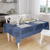 Bonamaison Tafelkleed, Anti-Mold, Sneldrogend, Waterdicht, 100% Polyester Tafellaken, Blauw, 140 x 160 Cm
