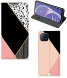 B2Ctelecom OPPO A73 5G Book Case Zwart Roze Vormen