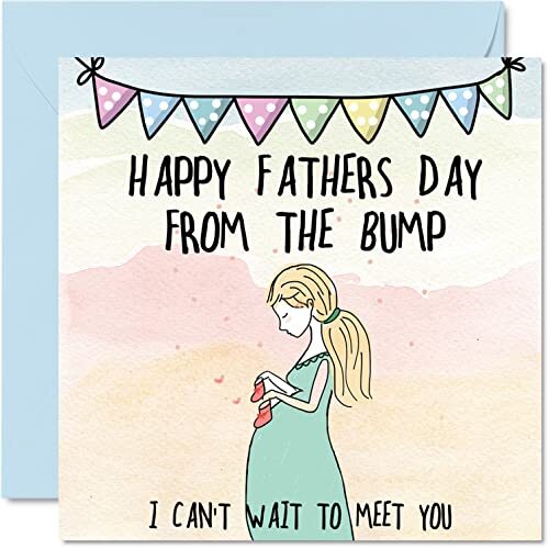 Stuff4 Speciale Vaderdag van Bump Dad To Be - Hartelijke gelukkige Vaderdagkaart voor papa van vrouw vriendin partner, 145 mm x 145 mm mooie Vaderdag wenskaarten cadeau voor papa papa