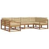 vidaXL Buiten bank set 6 st Natuurlijk en Beige