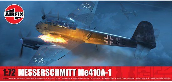 Airfix Modelbouwpakket Vliegtuigen - 04069 Messerschmitt Me 410 A-1 – Wehrmacht Luftwaffe – Propellervliegtuig Plastic - 1:72 - Modelbouw