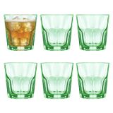 Alessandro Drinkglazen Casablanca - waterglazen - groen transparant - glas - set 6x stuks - 260 ml - gekleurd glas - stapelbaar
