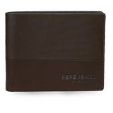 Pepe Jeans Ithaca Horizontale portemonnee met afneembare portemonnee, bruin, 11 x 8,5 x 1 cm, leer