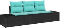 vidaXL Tuinbank Set Zwart en Turkoois Poly Rattan