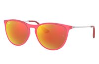 Ray-Ban Junior Aviator Zonnebril - Paars/Zilver - Kind - Mannen - Rood Lens