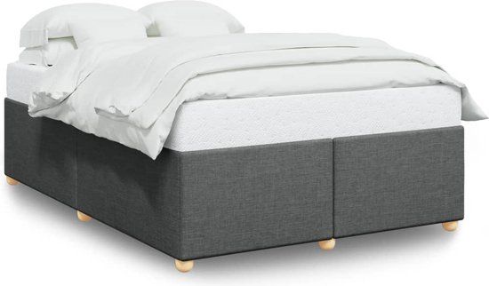 vidaXL Bedframe Stof Donkergrijs 140x190 cm