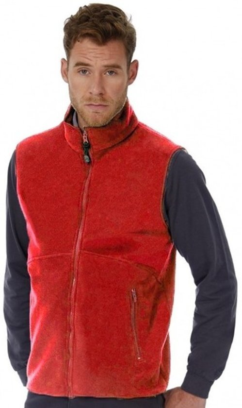 B&C Fleece casual bodywarmer rood voor heren - Outdoorkleding wandelen/zeilen - Mouwloze vesten S (36/48