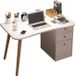 Icecat Bureau moderne et élégant pour la maison et le bureau – Table de travail pratique avec tiroirs et étagères blancs intégrés
