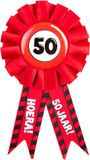 Paper dreams 50 jaar rozet - leeftijd badge - 50e verjaardag - rood