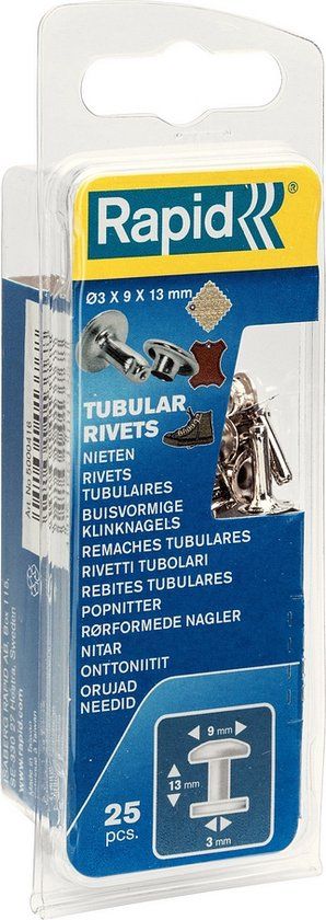 Rapid Buisvormige Klinknagels 9 x 3 x 13 mm, 25 stuks