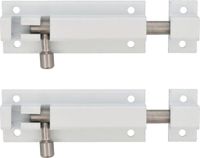 AMIG schuifslot - 2x - aluminium - 6 cm - blanc - porte - clôture - fenêtre