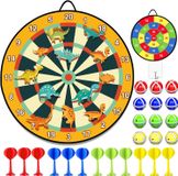 Jeu à partir de 3 - 6 ans - 76 cm - Cible double face à scratch - 12 balles auto-agrippantes et 12 fléchettes - Jeu de lancer