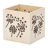 GLOREX 6 2003 400 - Windlicht met paardenbloemmotief, ca. 10 x 10 x 10 cm, gemaakt van populierenhout, als tafeldecoratie