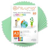 Kleurpapier, Papyroflexia Kleurpapier, verpakking met 500 vellen A3, 80 g, kleurrijk papier voor knutselwerk, printer, scrapbooking, ideaal voor origami, Papyroflexia, kantoor en school (lichtgroen, 500 h)
