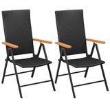 VidaXL Tuinstoel Terras Aluminium, Polyrattan Zwart (2 stuks)