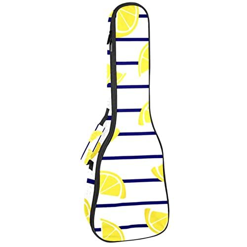 Mersov Concert Ukulele rugzak, zware ukelele tas met opslag, sopraan concert tenor ukelele 10 mm gewatteerde tas citroen plakjes op marine strepen