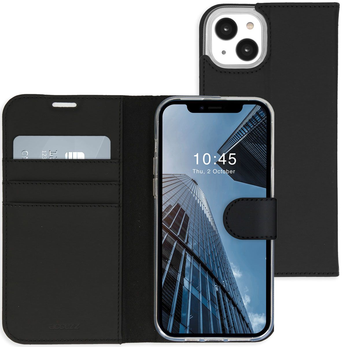 Accezz Wallet Case for iPhone 14 - Black - Leatherette