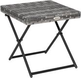 Outsunny Beistelltisch Stahl, Polyrattan - 40L x 40B x 40H cm - Grau