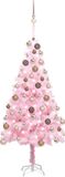 vidaXL Kunstkerstboom met verlichting en kerstballen 180 cm PVC roze