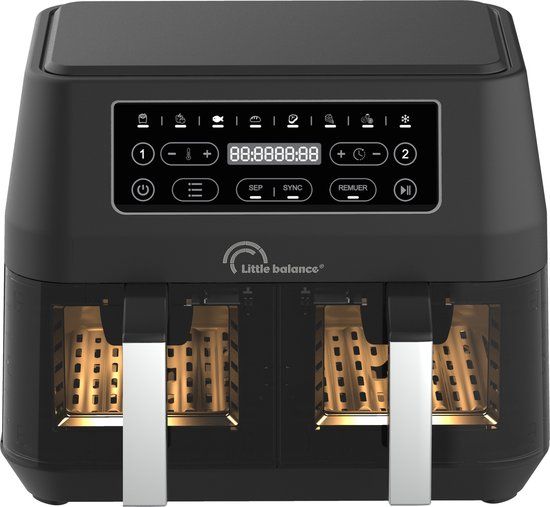 Little Balance 8765 - Dubbele Airfryer - 9L - 2460W - Zwart