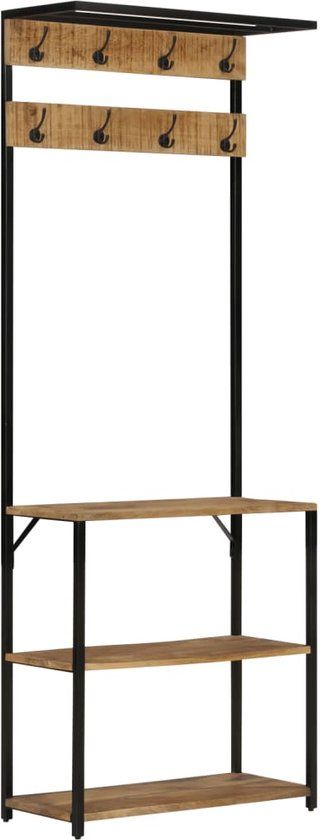 vidaXL Kapstok met schoenenrek 68x30x182 cm massief ruw mangohout