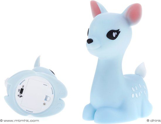 Dhink Baby Hert Nachtlampje Soft Blauw - Siliconen - LED - 16 cm