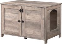 Kitty2 Toilet pour chat - Boîte de rangement pour litière - Armoire à litière - Maisonnette pour chat avec porte et séparateur - Armoire à chat robuste - Banc - Greige