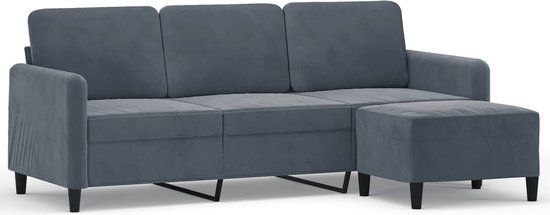 vidaXL Driezitsbank met voetenbank 180 cm fluweel donkergrijs