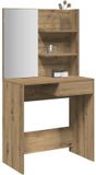 vidaXL Kaptafel met spiegel, ambachtelijk eiken, 74,5 x 40 x 141 cm