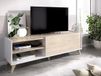 Vente-unique TV-meubel KOLYMA - 1 deur & 2 nissen - Eiken & Wit - L 155 cm x H 47 cm x D 43 cm