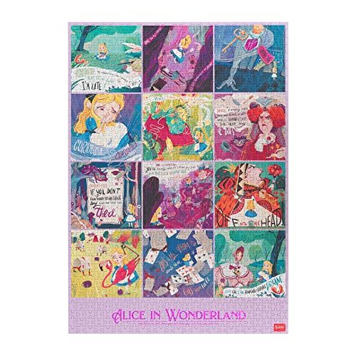 LEGAMI Puzzel met 1000 stukjes, 48 x 68 cm, Alice-thema, bordspel, matte afwerking, inclusief handleiding en stoffen zak, PUZ0005