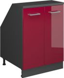 Vicco Rion Kast voor schuine wand – 60 x 81.6 cm met 2 deuren, kastromp 60 cm diepte Rode hoogglans