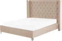 Beliani LUBBON - Tweepersoonsbed - Beige - 180x200cm - Fluweel - Lattenbodem