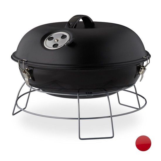 Relaxdays Kogelbarbecue - Houtskool - Rood - 33cm - Draagbaar