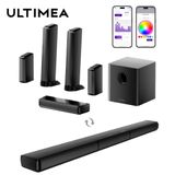 ULTIMEA 7.1 Surround Soundbar met 2 Surround Speakers & 6.5" Subwoofer, Surround Sound Systeem voor TV met RGB, APP-bediening