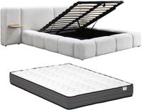 Vente-unique Bed met opbergruimte stof beige 160 x 200 cm