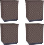 vidaXL Jardinière 4 pcs 30x30x37 cm polypropylène marron
